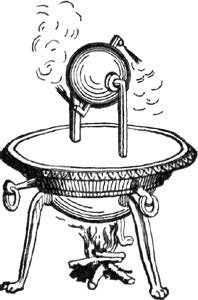 An illustration of Hero's aeolipile