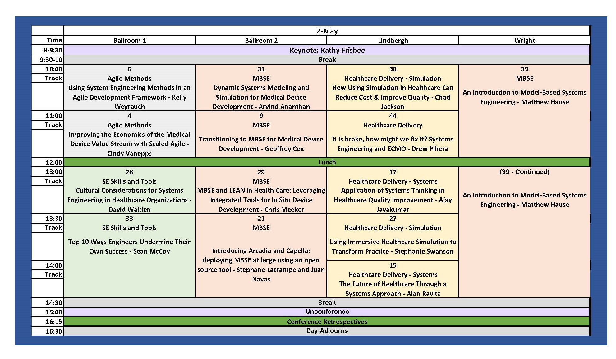 2019 HWG 2 May Program Grid