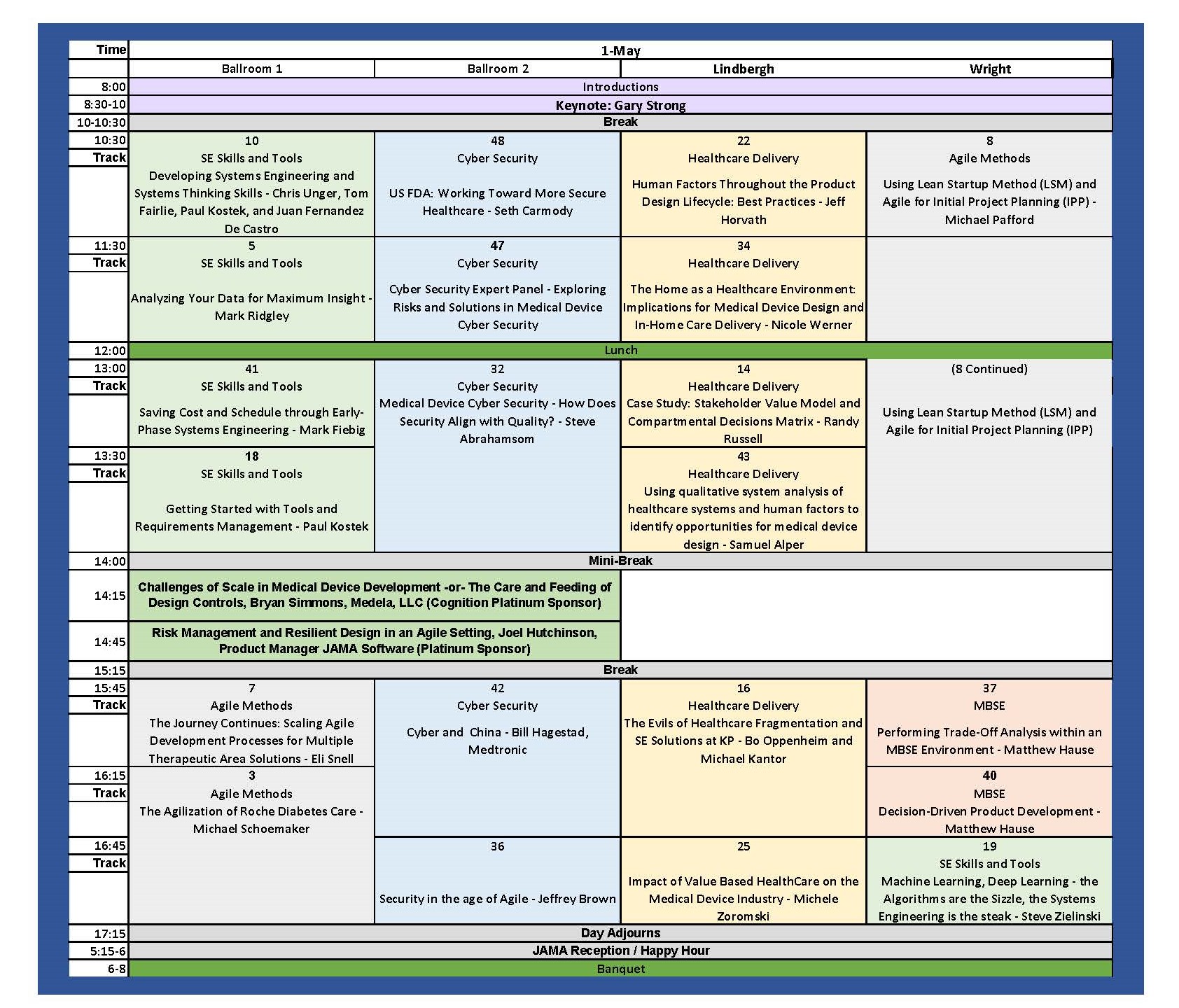 2019 HWG 1 May Program Grid