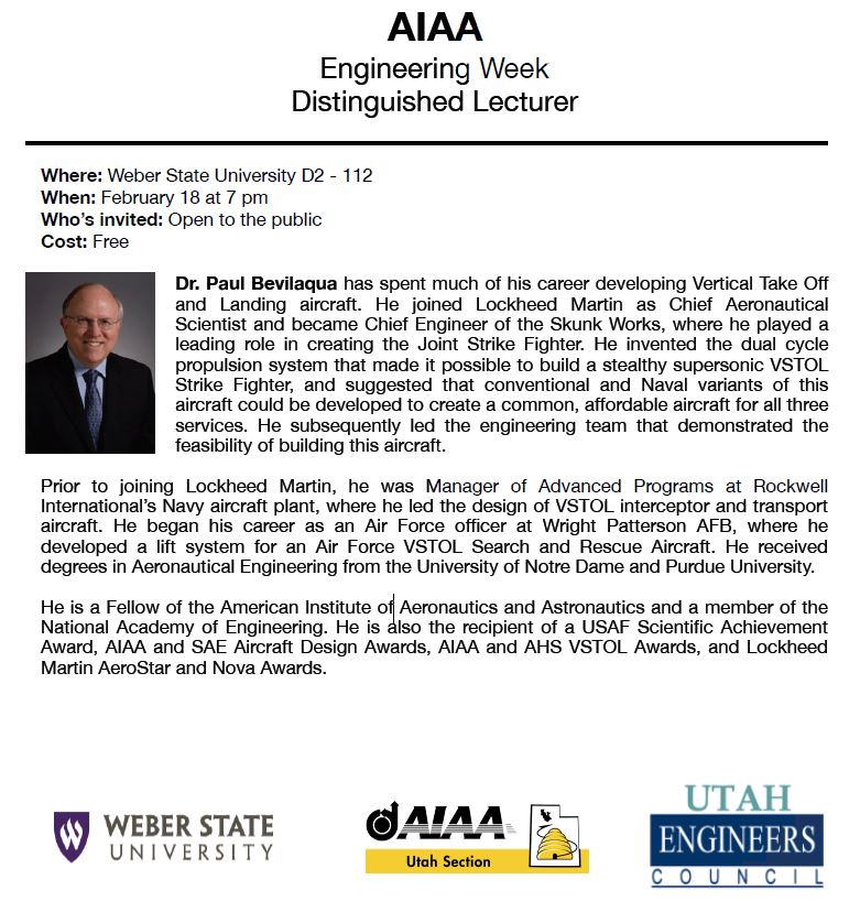AIAA Engineering Week Distinguished Lecturer 2020 AIAA Engineering Week Distinguished Lecturer 2020