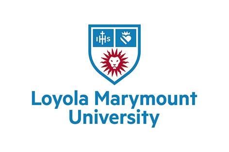 Loyola Marymount University logo with emblem and university name in blue text.