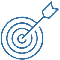 A target with an arrow hitting the bullseye representing goal achievement and precision.