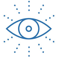 Eye icon with radiating lines representing awareness and vision.