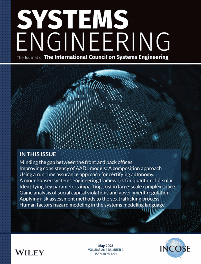 Advanced systems engineering journal cover with digital globe, May 2023.