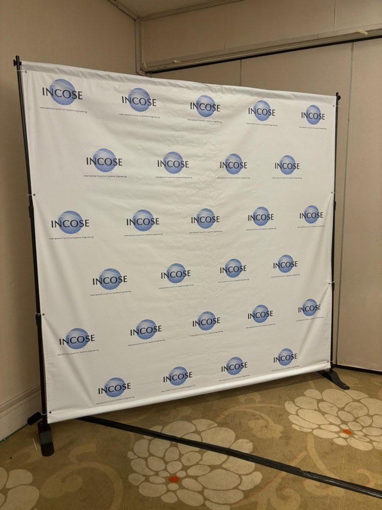 INCOSE branded backdrop for engineering events or conferences.