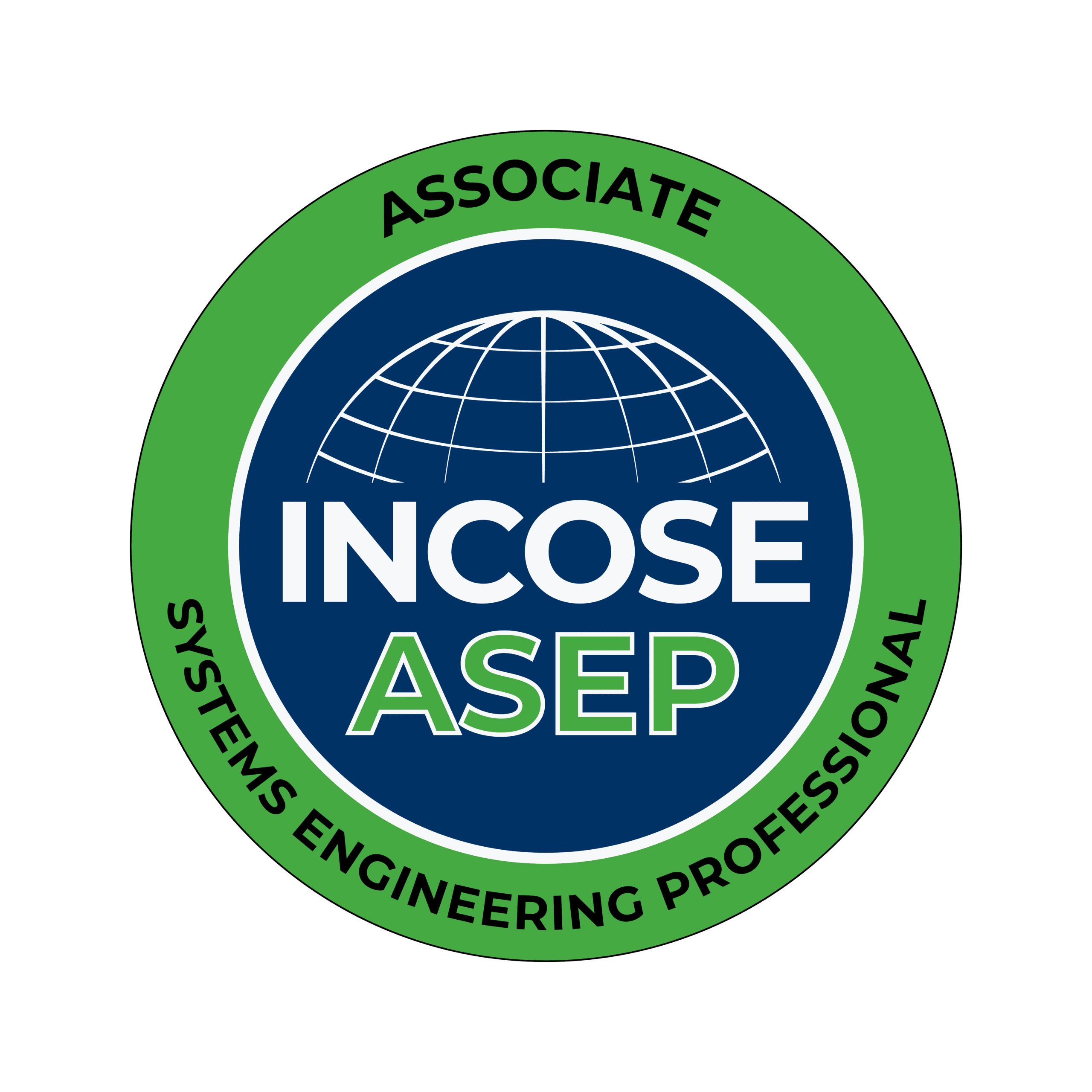 ISOCE ASEP certification logo, global systems engineering professional organization.